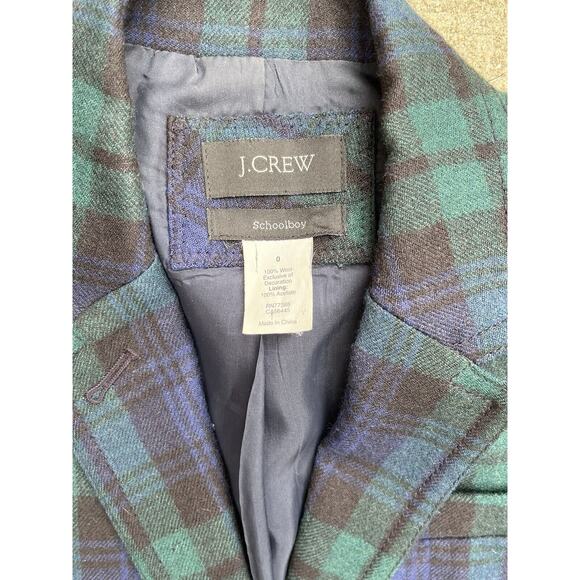 J Crew Womens Tartan Plaid Single Breasted Blazer Schoolboy Academia, Size 0 - Picture 4 of 4